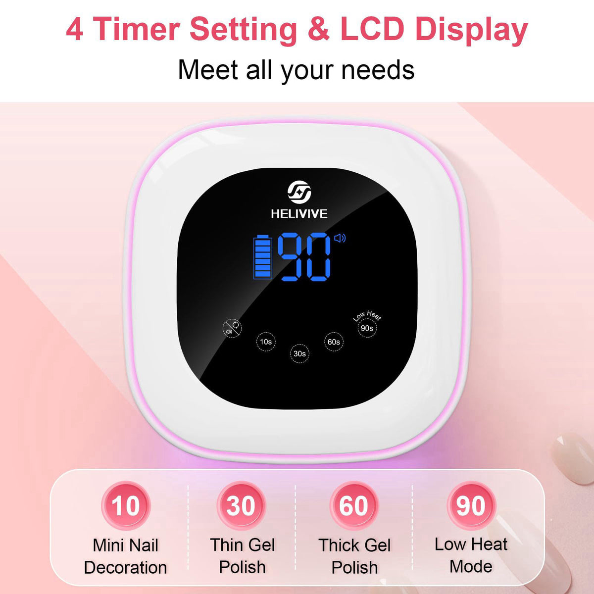 Cordless UV LED Nail Lamp 80W Rechargeable Nail Dryer Light by HELIVIVE — view 5