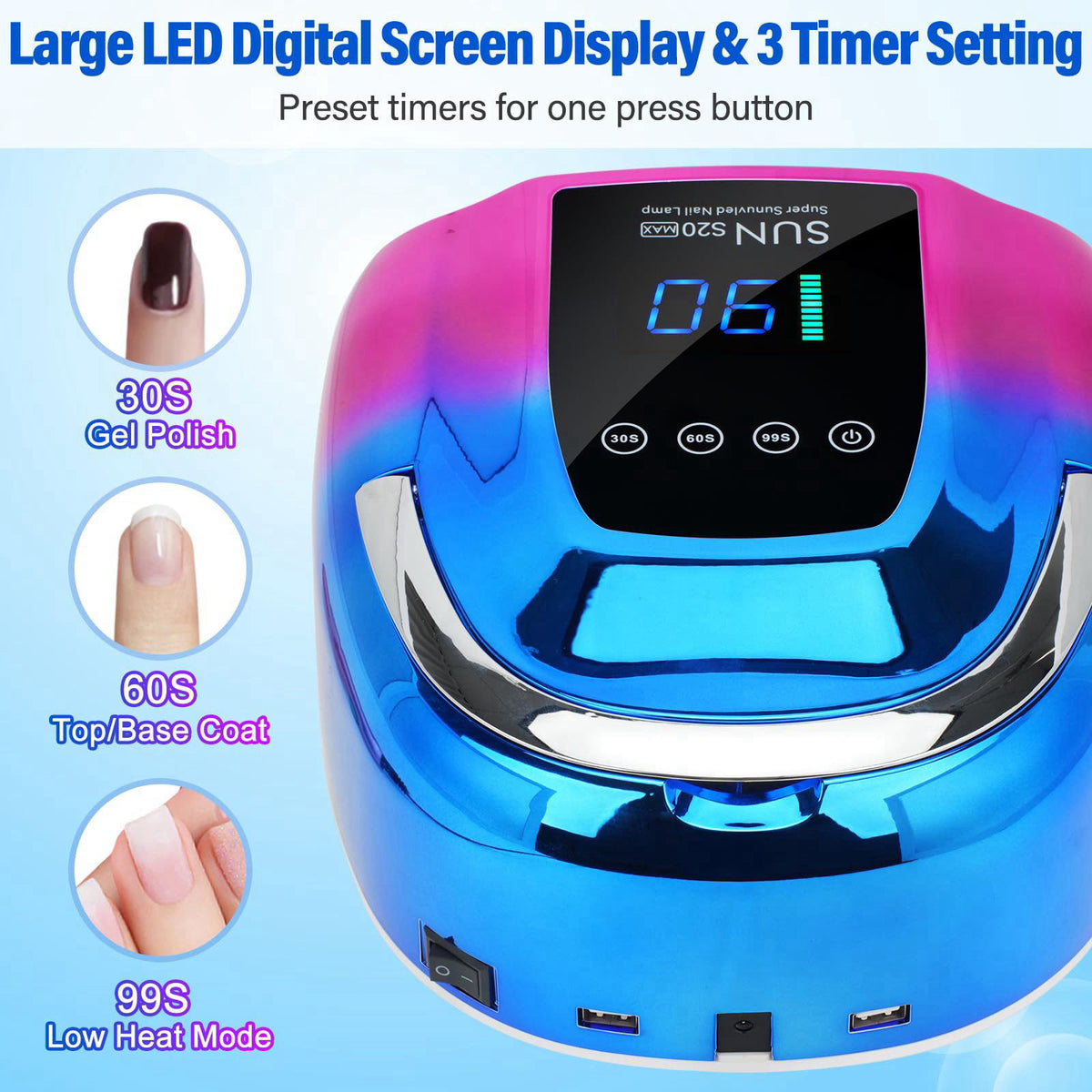 UV LED Nail Lamp Dryers Cordless 128W Portable Rechargeable by ShineCai — view 7
