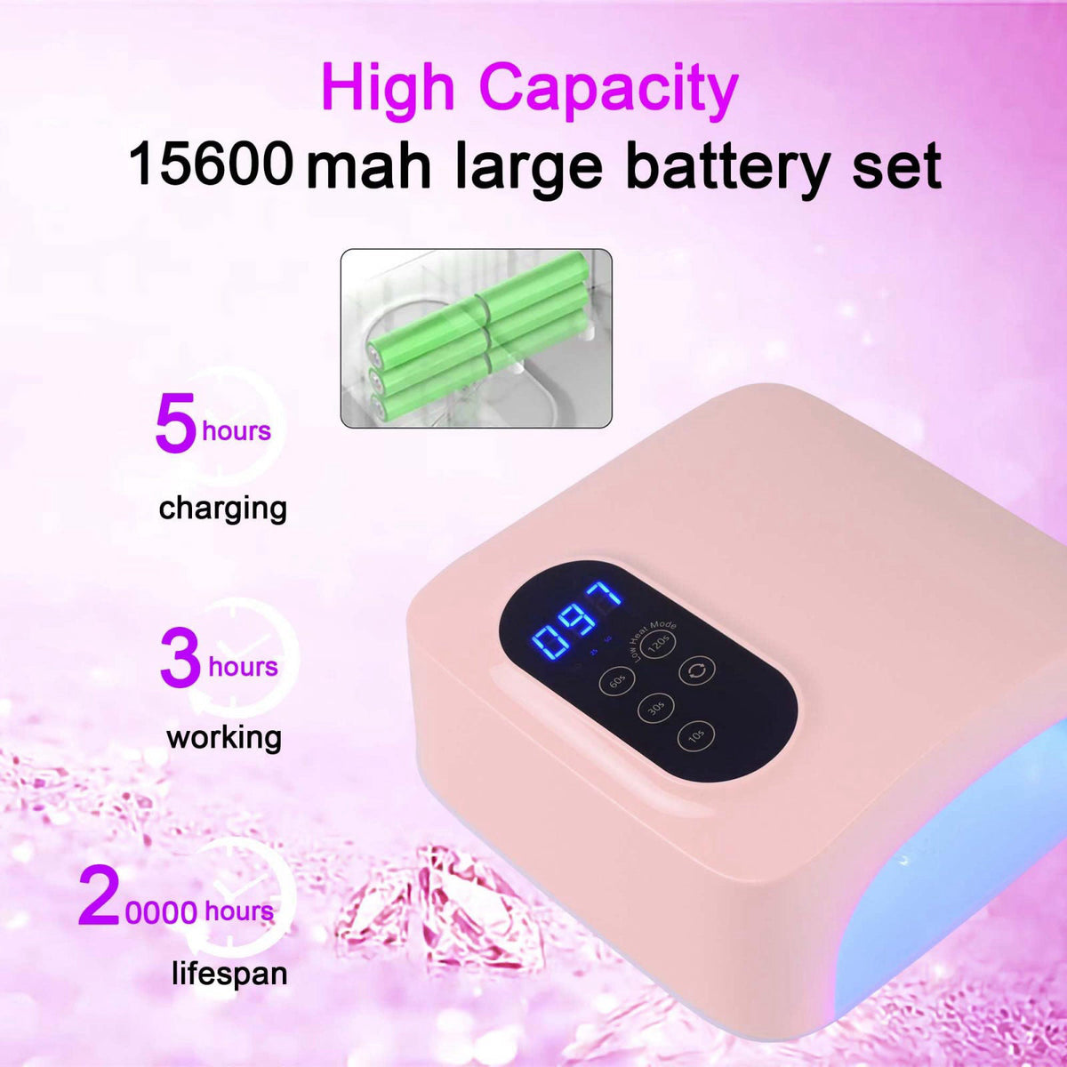 72W Cordless Led Nail Lamp Rechargeable Nail Dryer by PASSHA — view 4