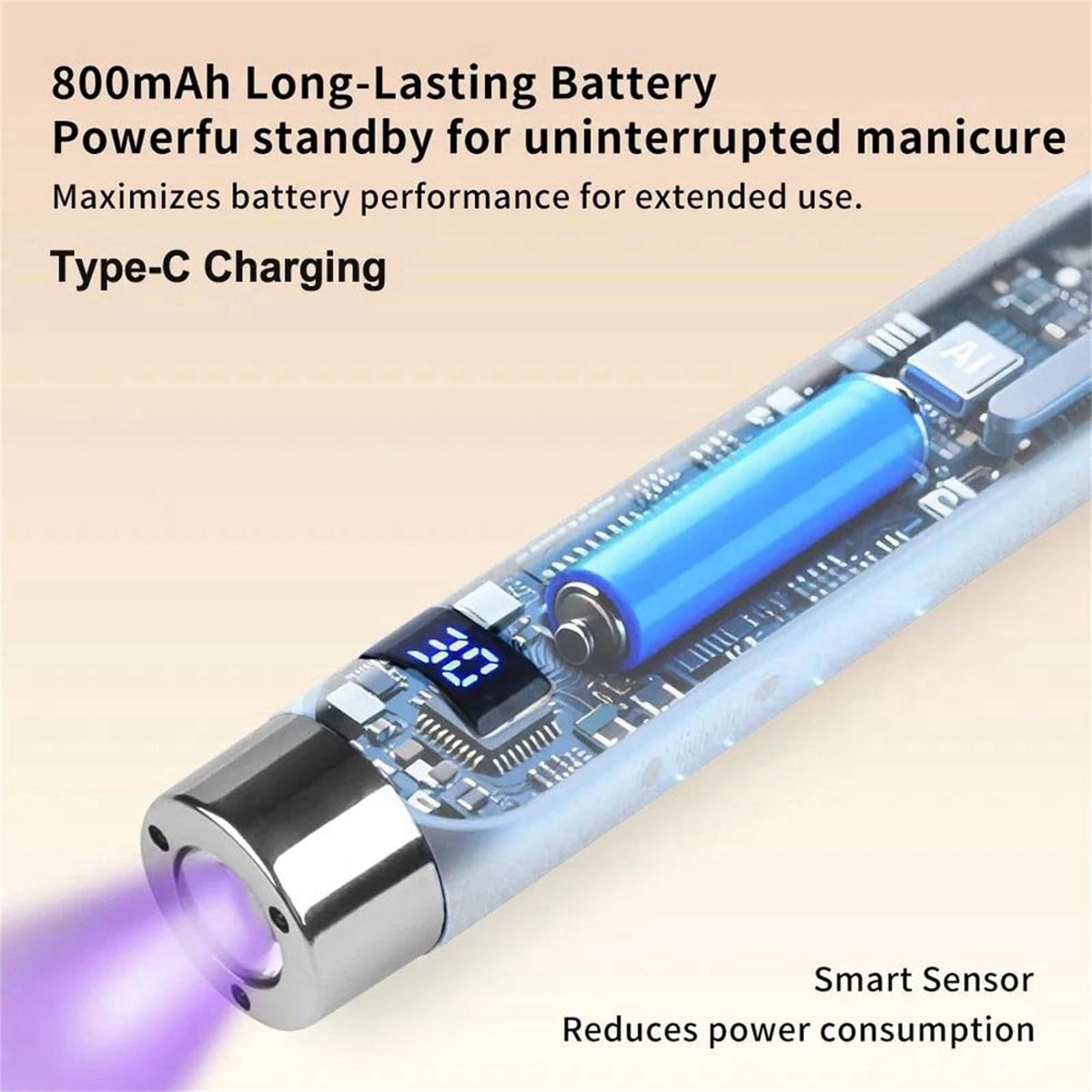 Mini UV LED Nail Curing Lamp Smart Sensor Rechargeable by BFLKHLT — view 4