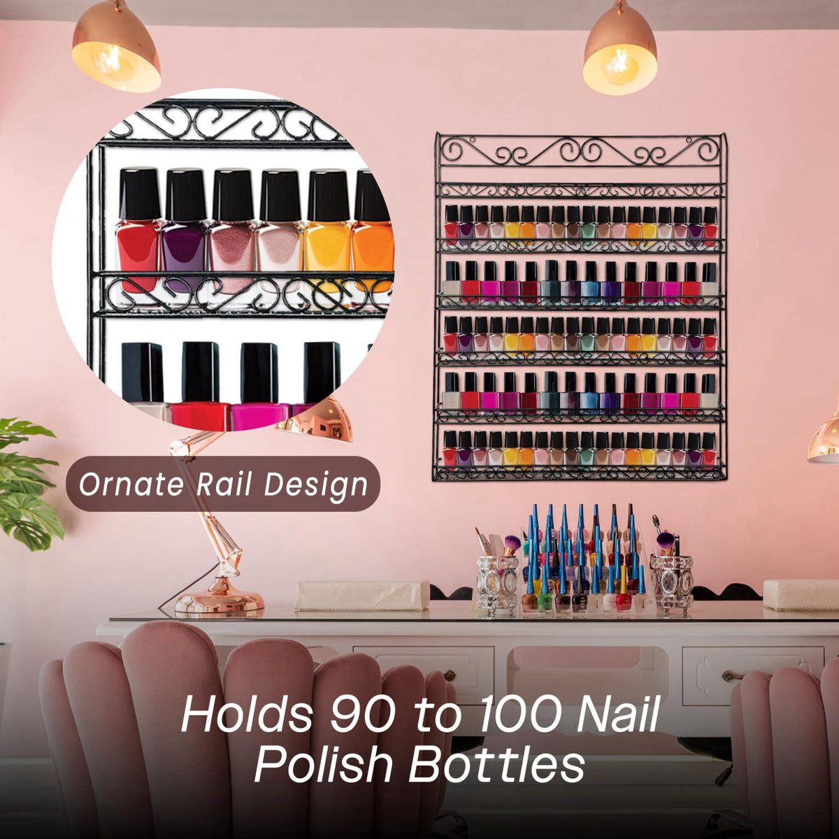 PANA Professional Wall Mounted BLACK Metal Frame Nail Polish — view 3