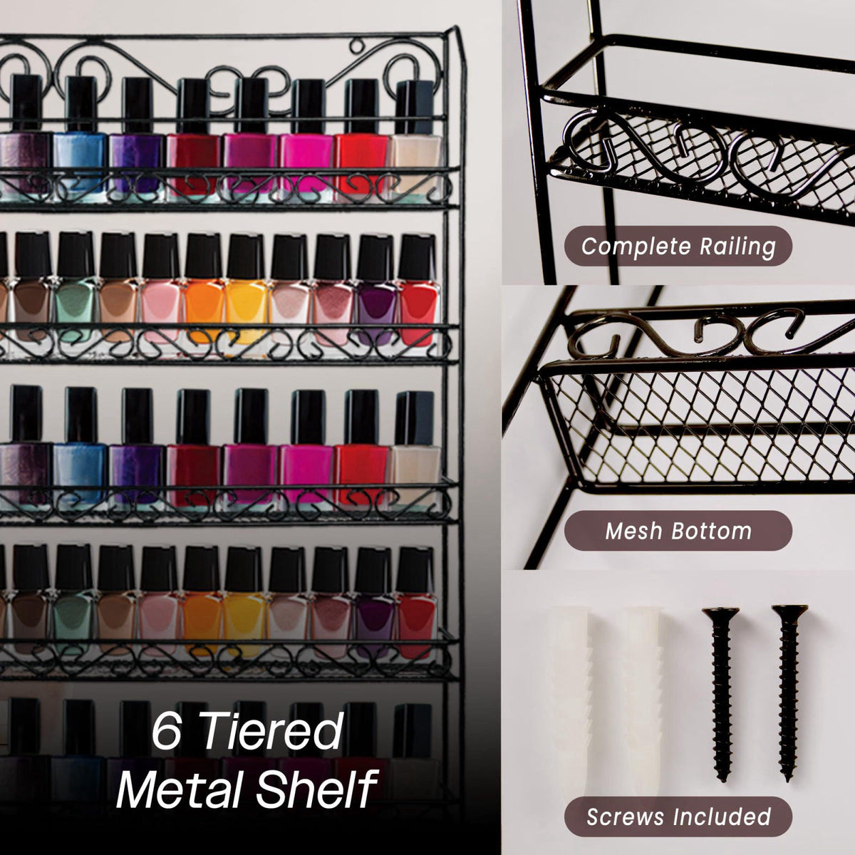 PANA Professional Wall Mounted BLACK Metal Frame Nail Polish — view 4