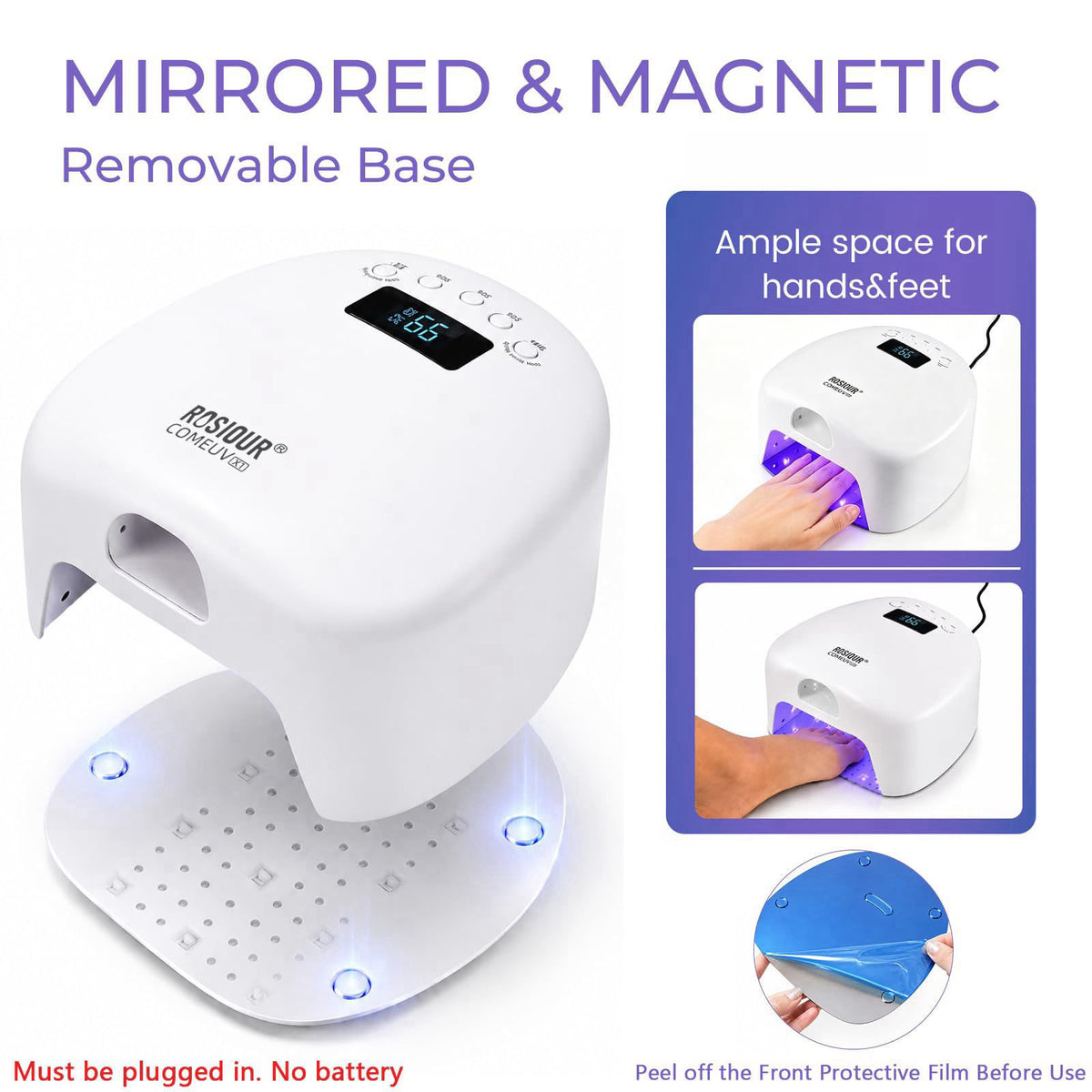 Dual Port UV Led Nail Lamp with Thumb 48W UV Light for Nails by Rosiour — view 8