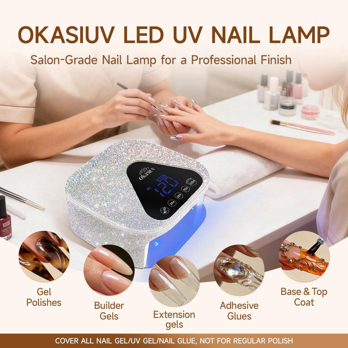 UV LED Nail Lamp with UV Gloves Magnetic Metal Mirror Base by Okasiuv — view 3