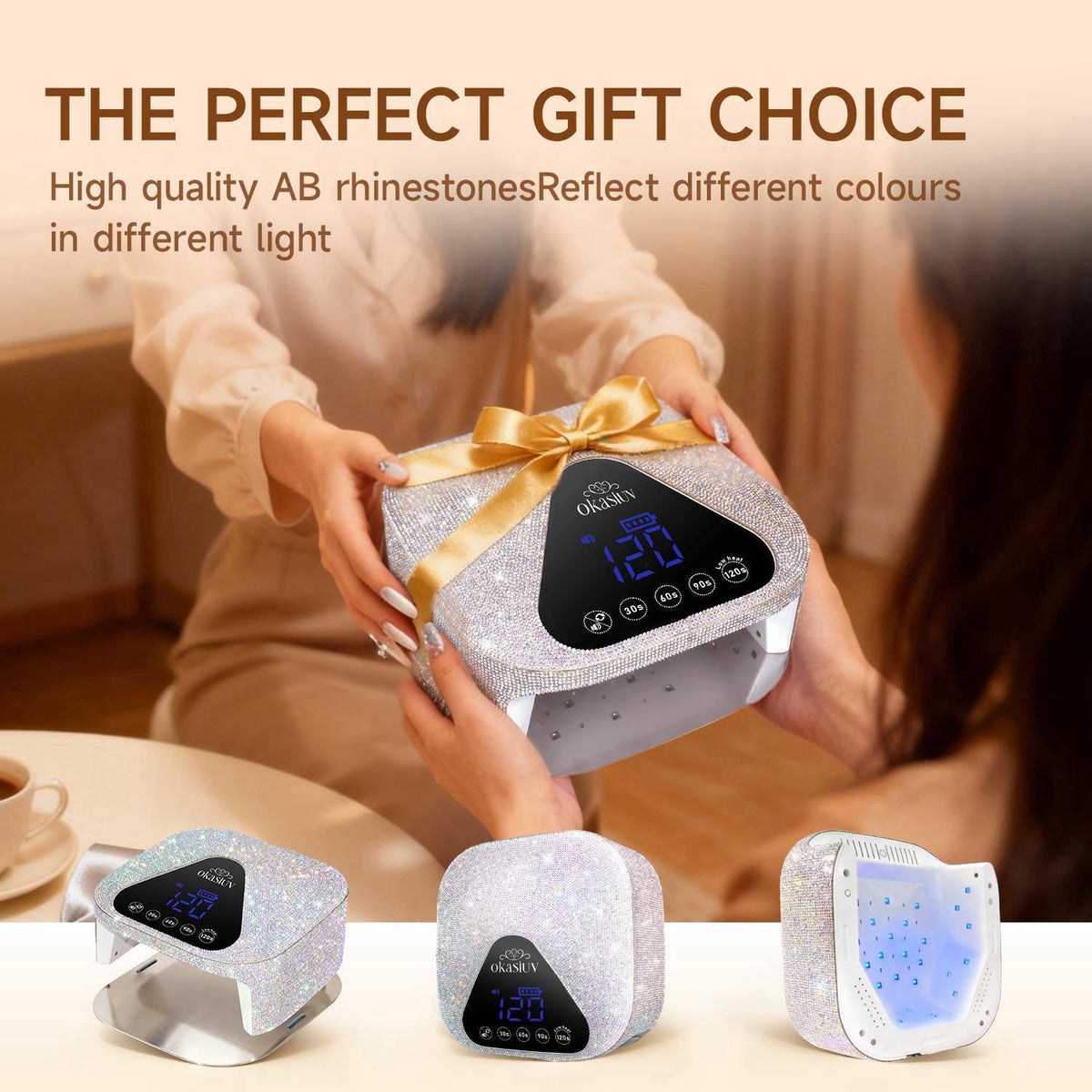 UV LED Nail Lamp with UV Gloves Magnetic Metal Mirror Base by Okasiuv — view 5