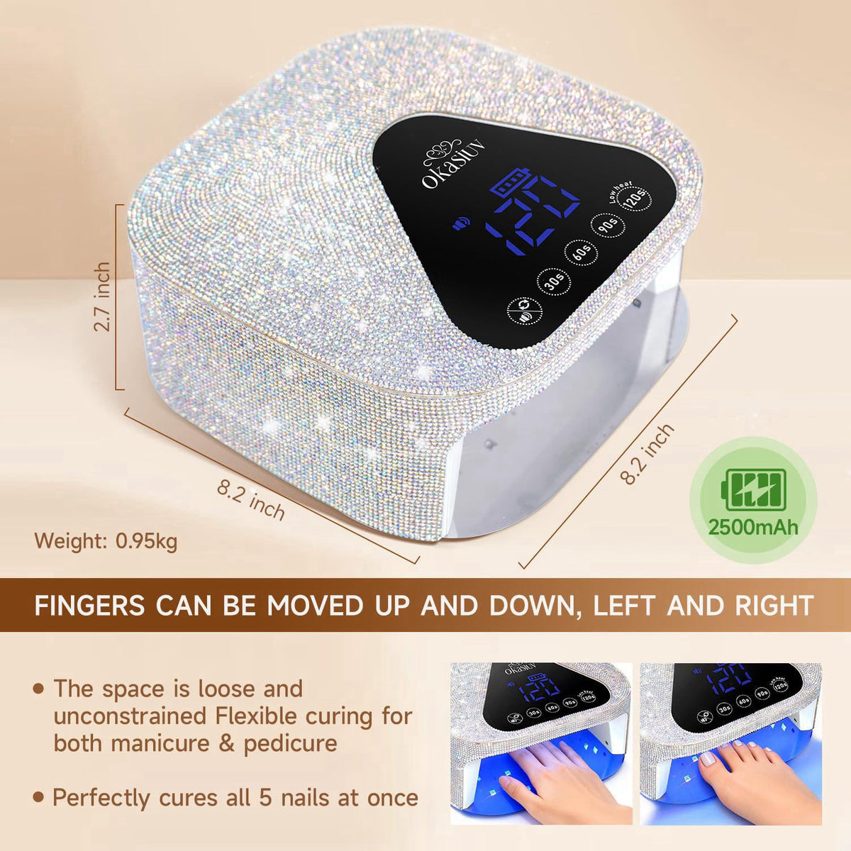 UV LED Nail Lamp with UV Gloves Magnetic Metal Mirror Base by Okasiuv — view 8