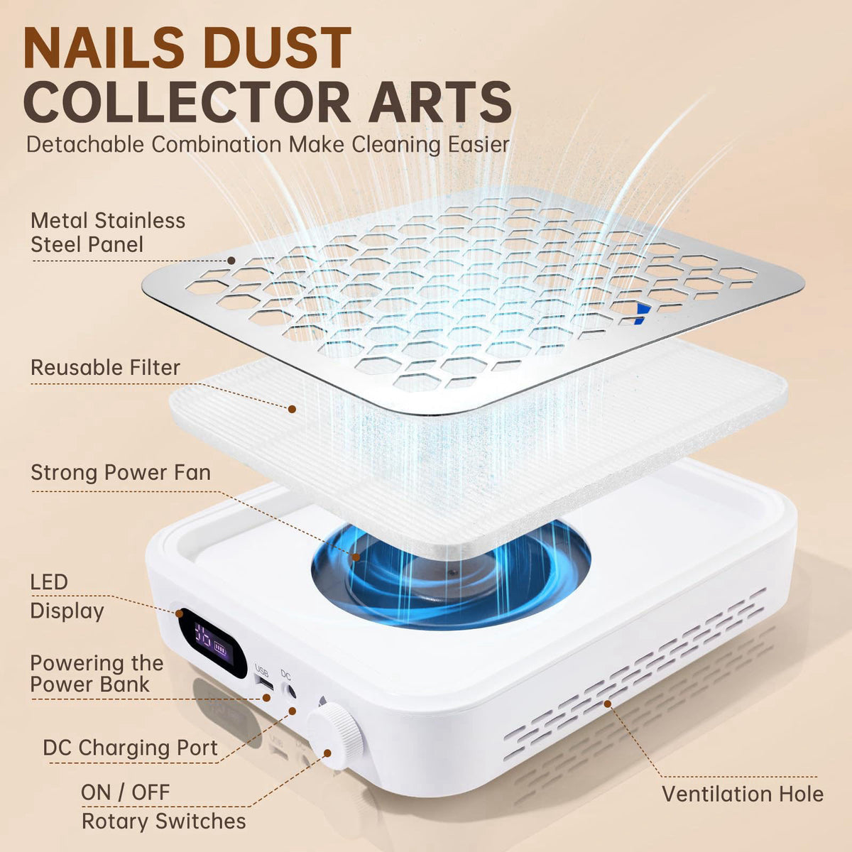 Nail Dust Collector Rechargeable Dust Collector Nail Tech by CHRISTINE SHELLY — view 5