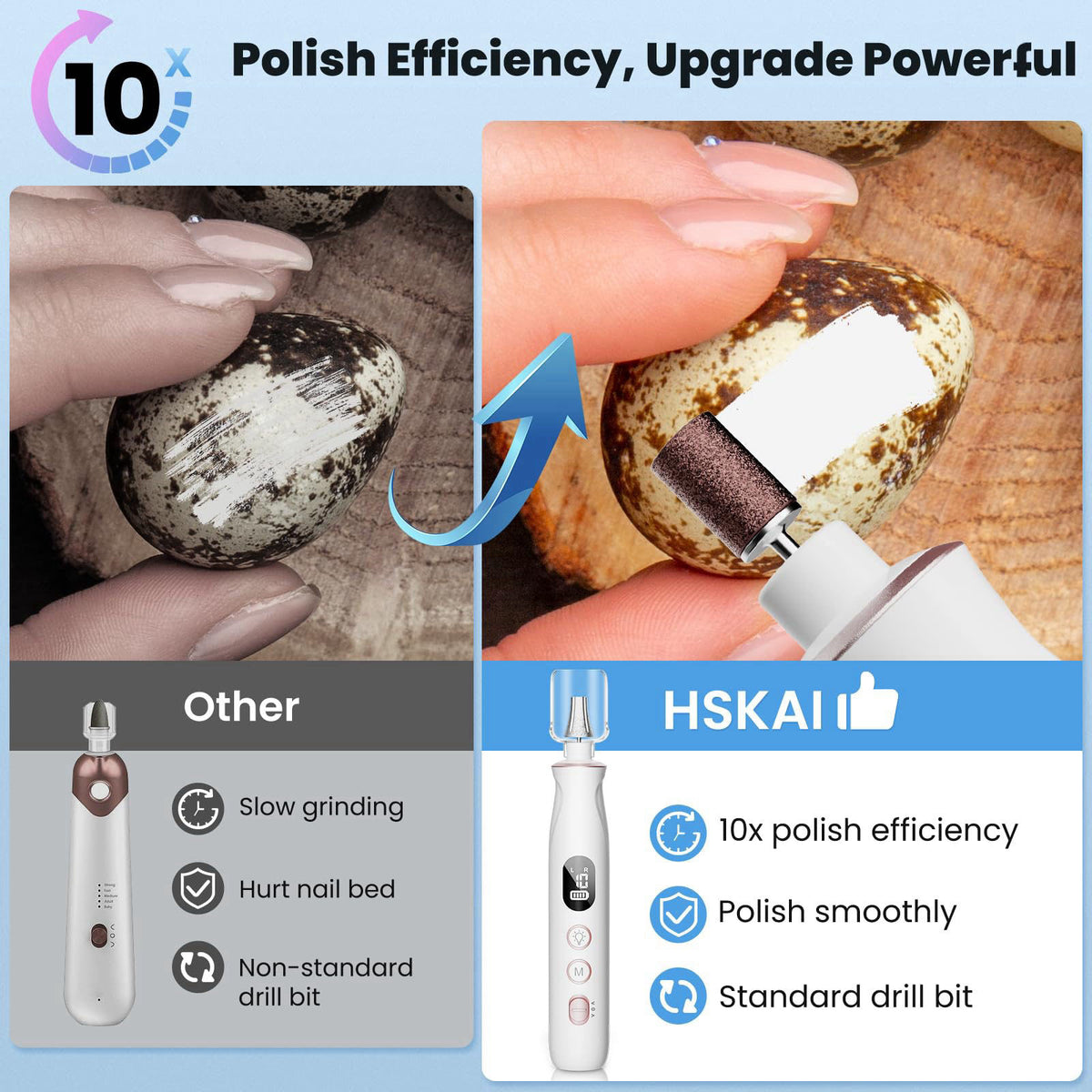 Electric Nail File Drill Cordless Toe Nail Grinder for Thick by HSKAI — view 3