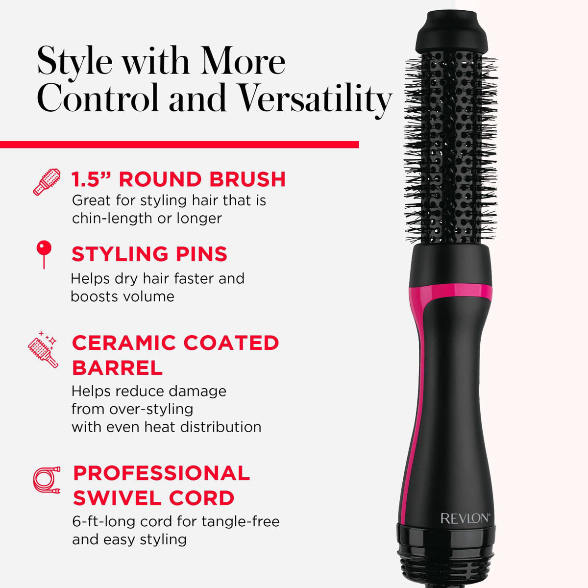 REVLON One Step Root Booster Round Brush Hair Dryer and — view 6