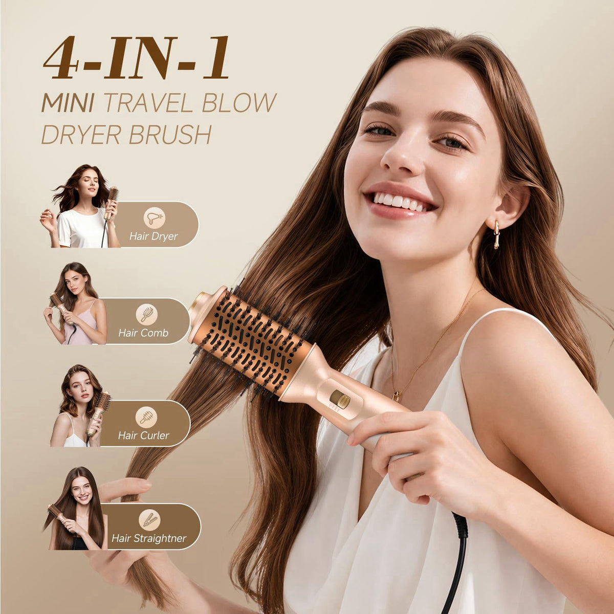 PRITECH Auto Dual Voltage Hair Dryer Brush for Travel Ionic — view 6