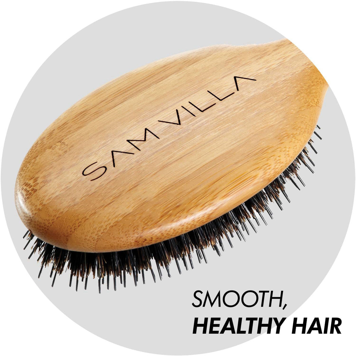 Sam Villa Signature Series Boar Bristle Hair Brush Bamboo by Premium Selection — view 5