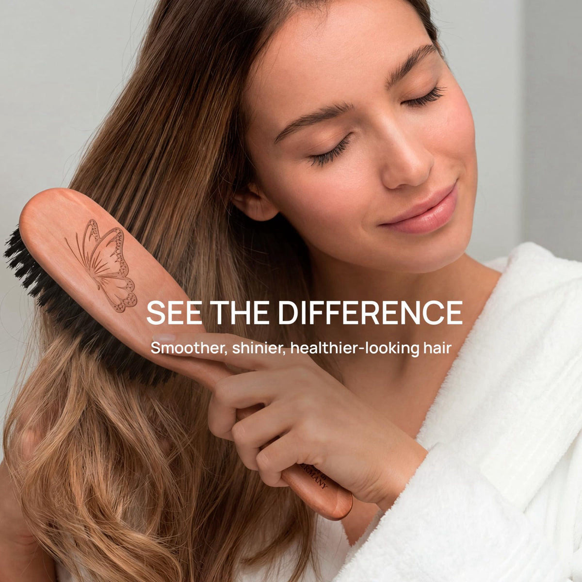 Boar Bristle Hair Brush Fine Thinning Hair Pear Wood Made in by Desert Breeze Distributing — view 4