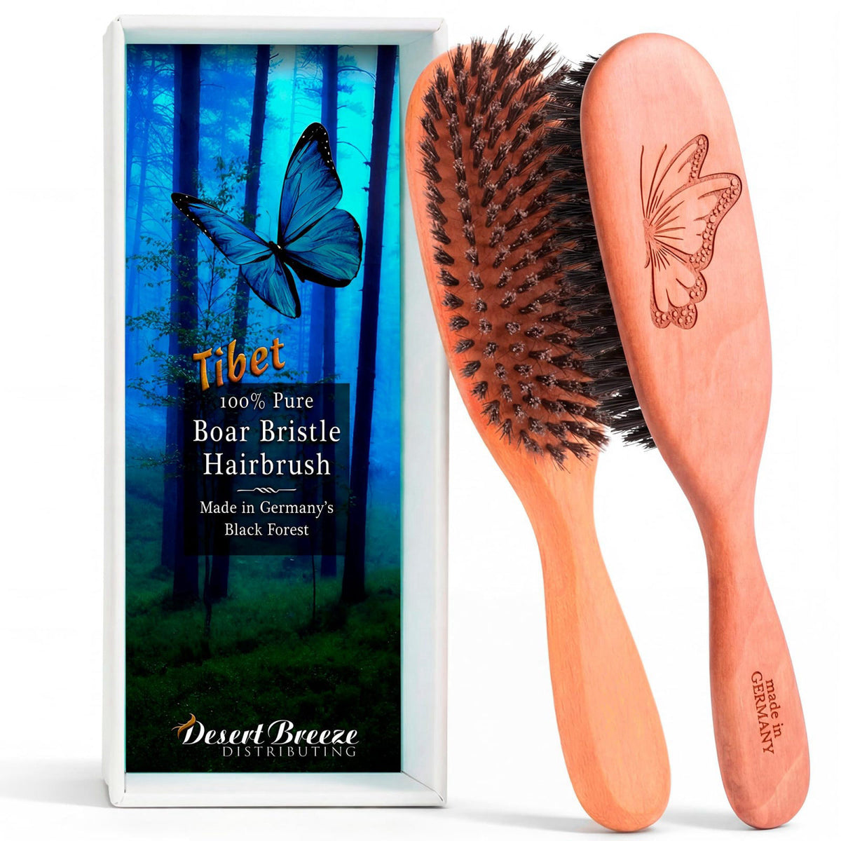 Boar Bristle Hair Brush Fine Thinning Hair Pear Wood Made in by Desert Breeze Distributing — view 8