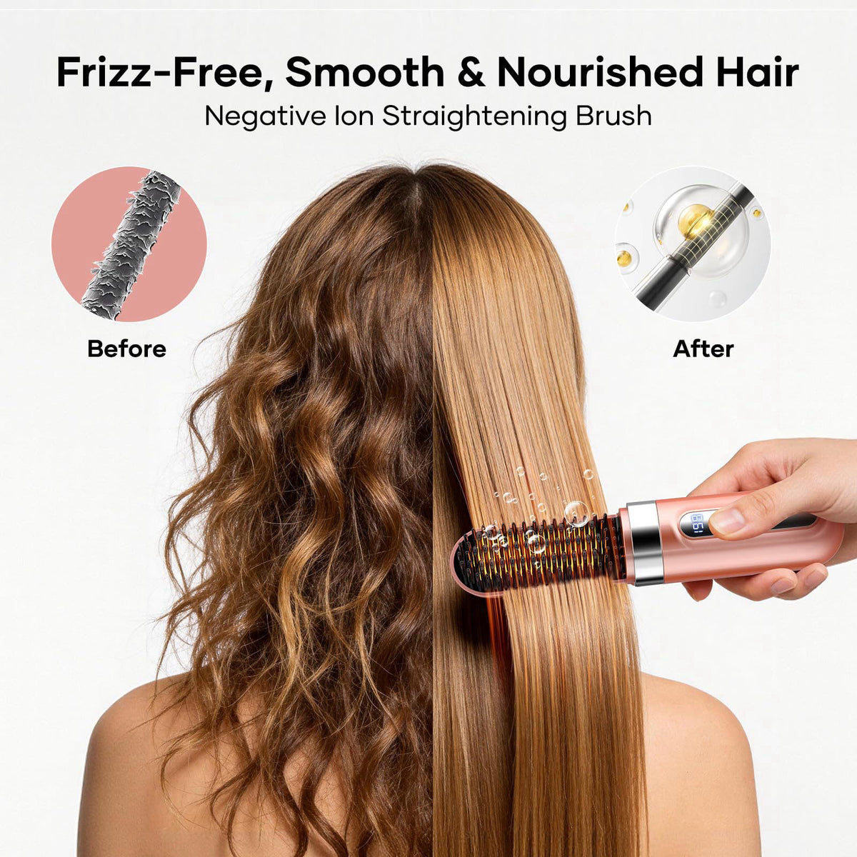 Go Brush Pro Cordless Hair Straightener Brush for Women by AVVKED — view 6