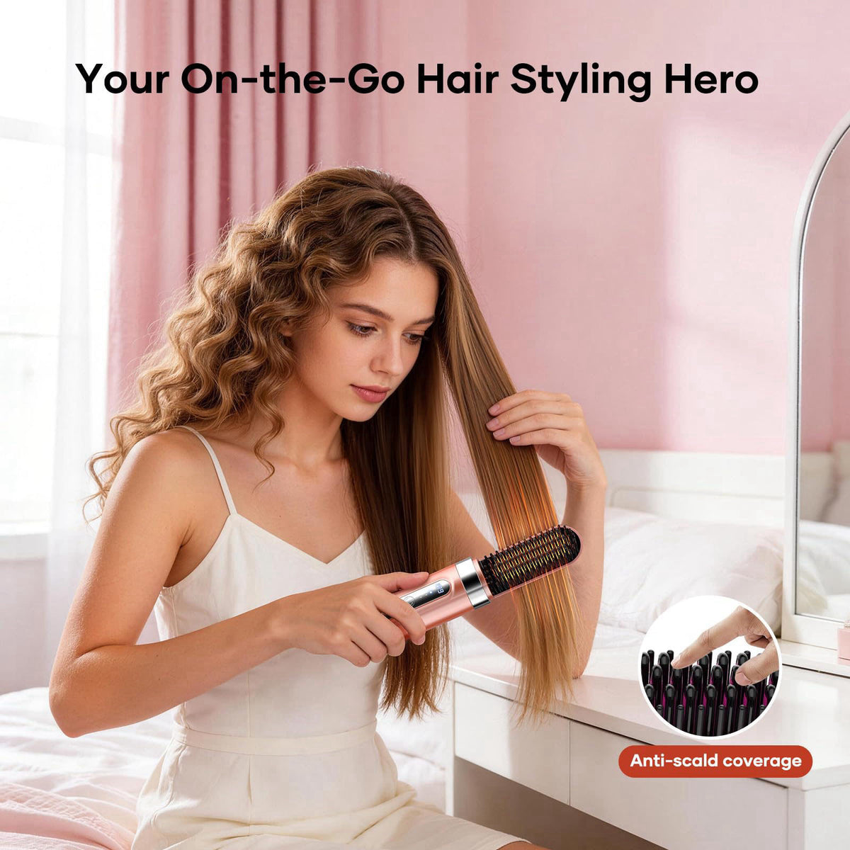 Go Brush Pro Cordless Hair Straightener Brush for Women by AVVKED — view 7