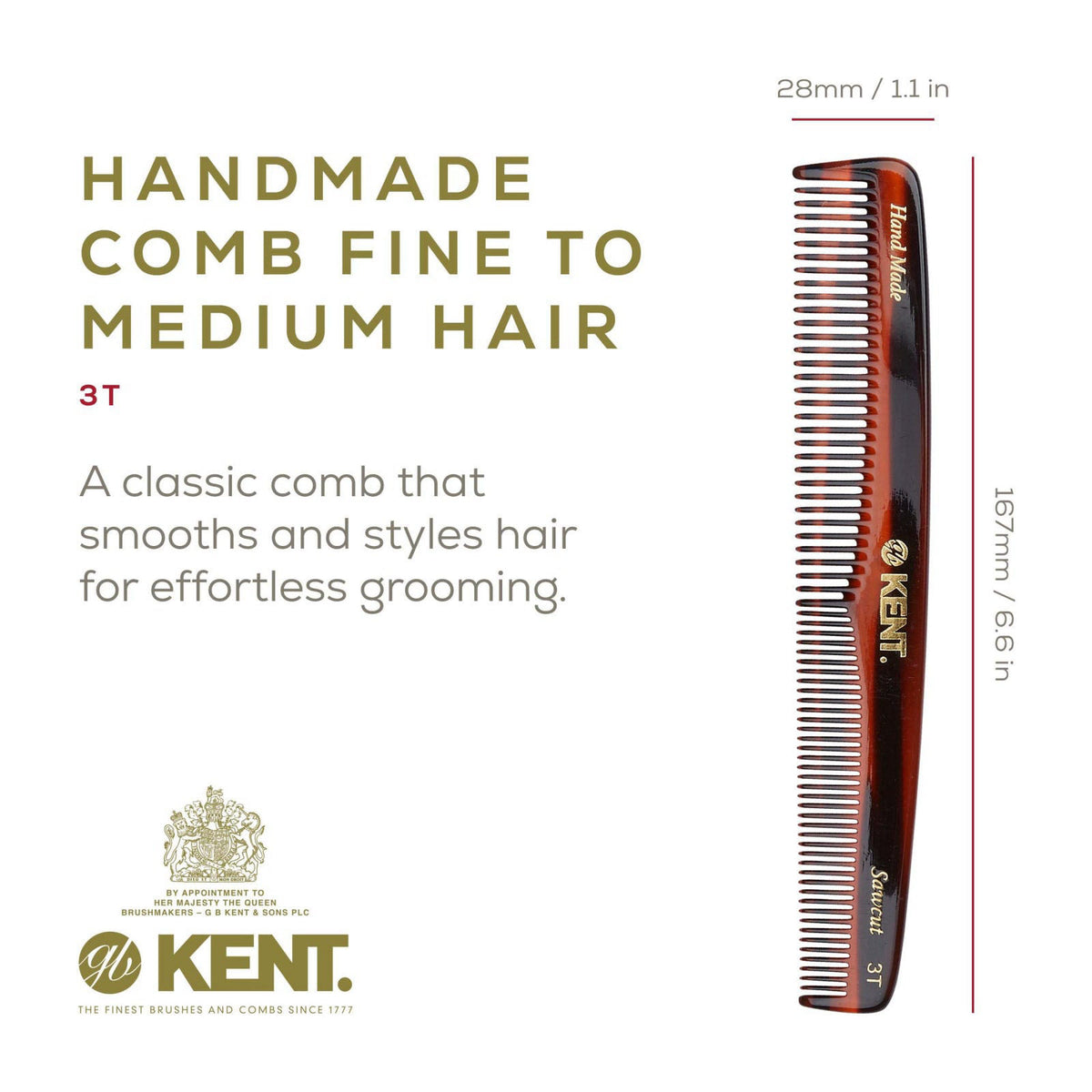 Kent 3T 6 5 Hair Inch Dressing Comb — view 3