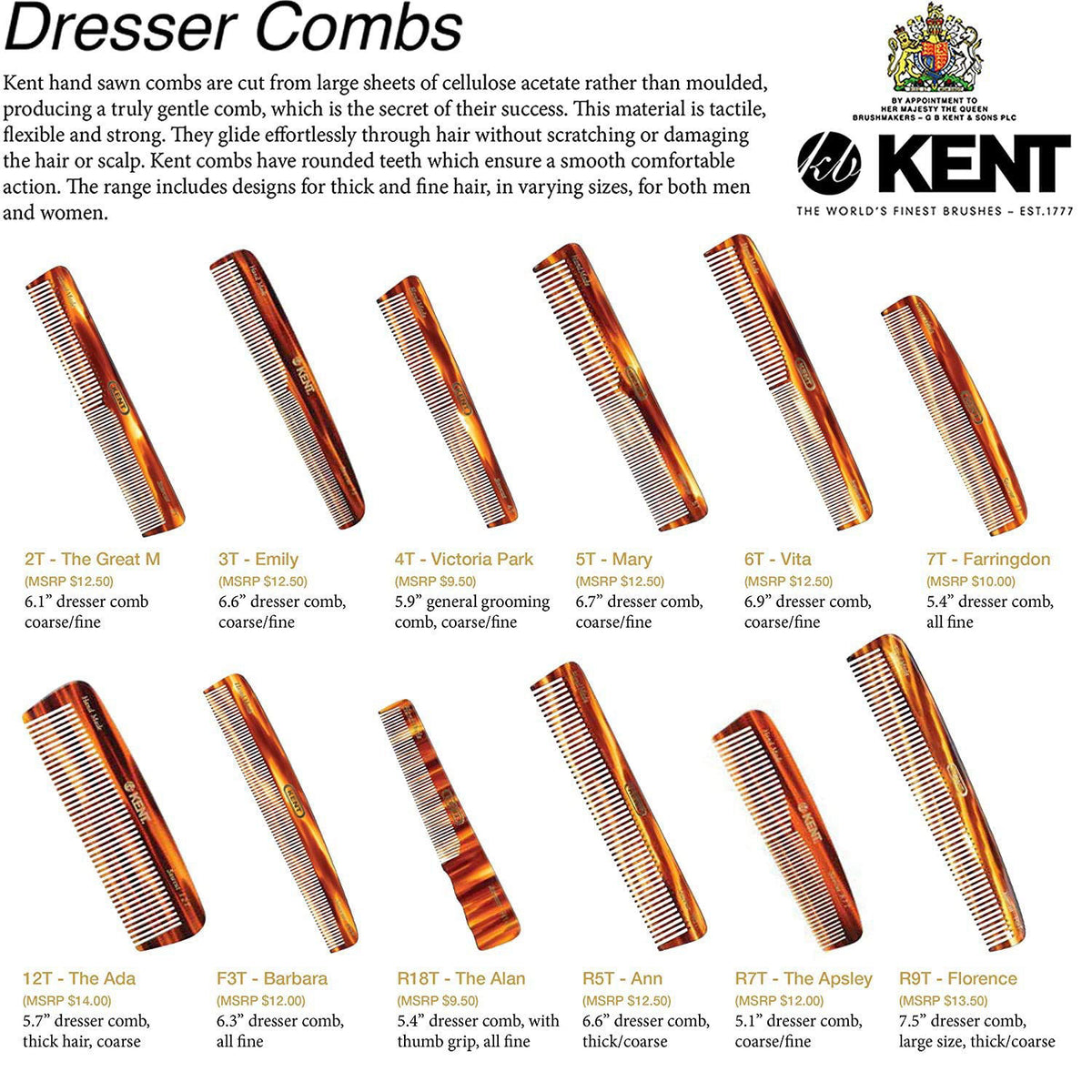Kent 3T 6 5 Hair Inch Dressing Comb — view 8
