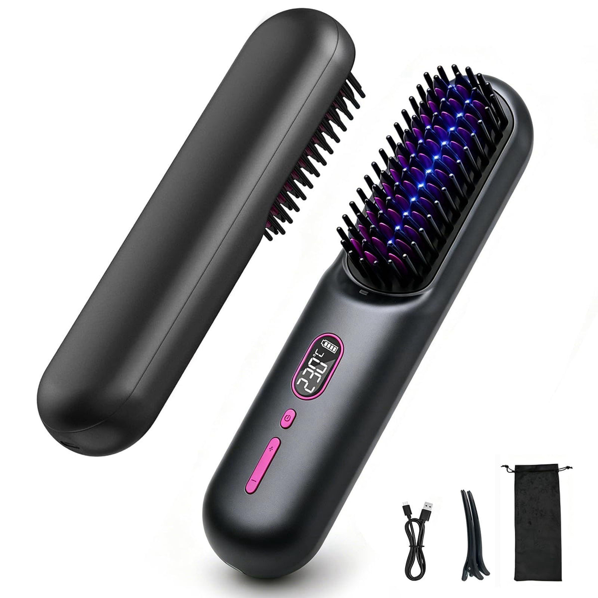 Go Brush Pro Cordless Hair Straightener Brush 9600mAh by CAJECT