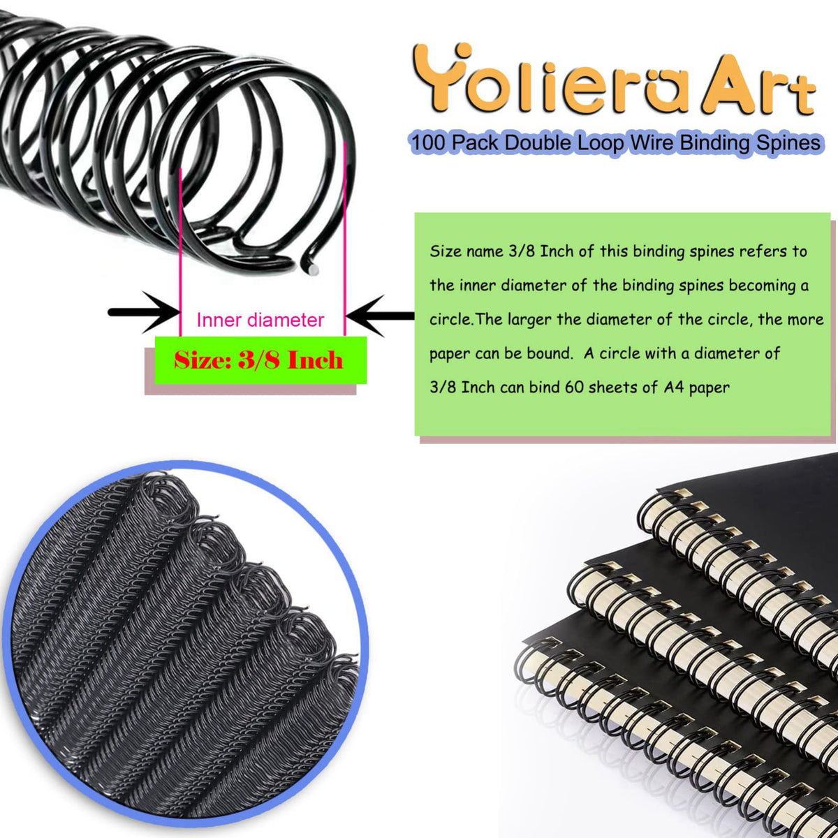 3 to 1 Pitch Twin Loop Wire Binding Spines 3 8 Inch Book by YolieraArt — view 7