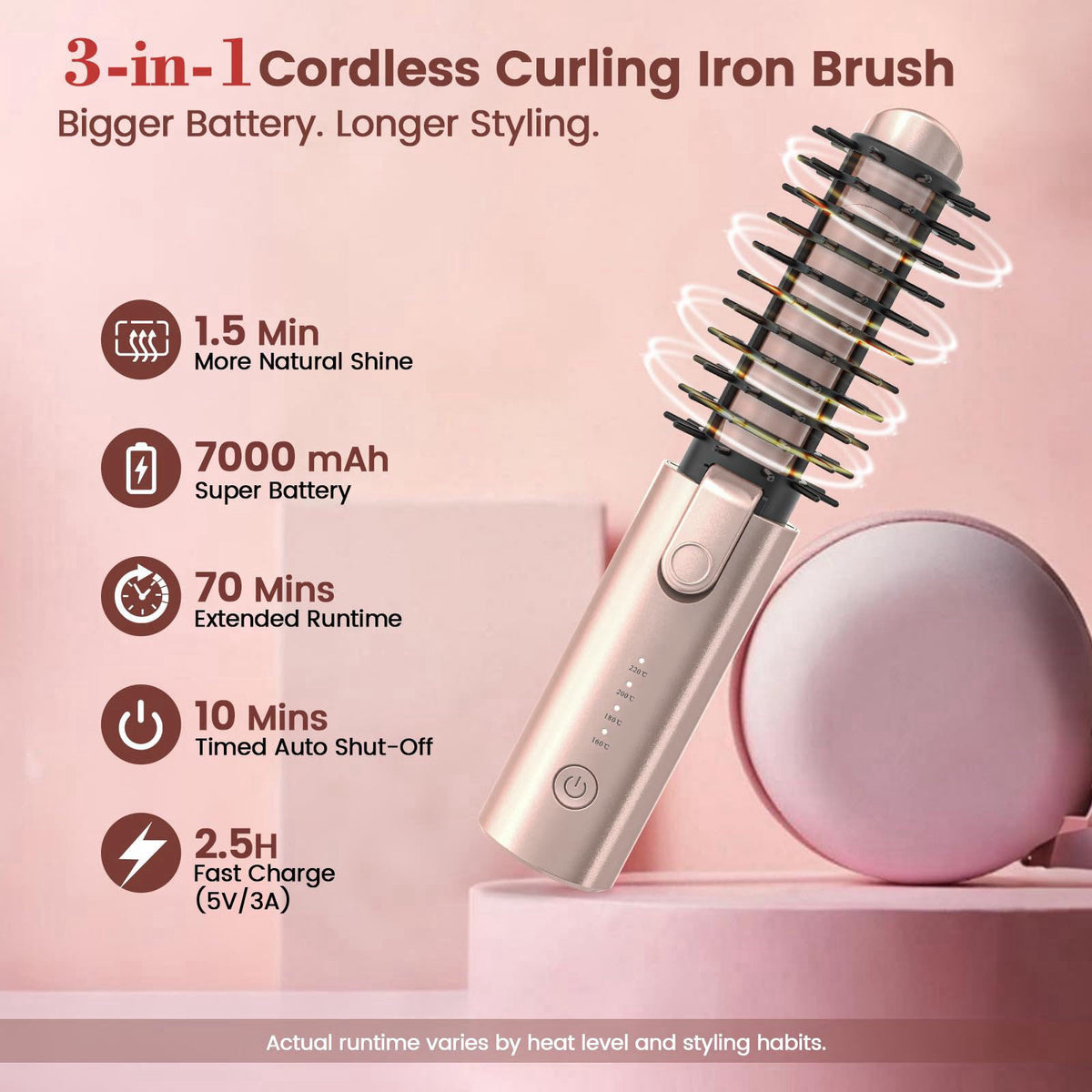 Youbella Cordless Hair Curling Iron Portable 1 5 Hair Curler — view 8