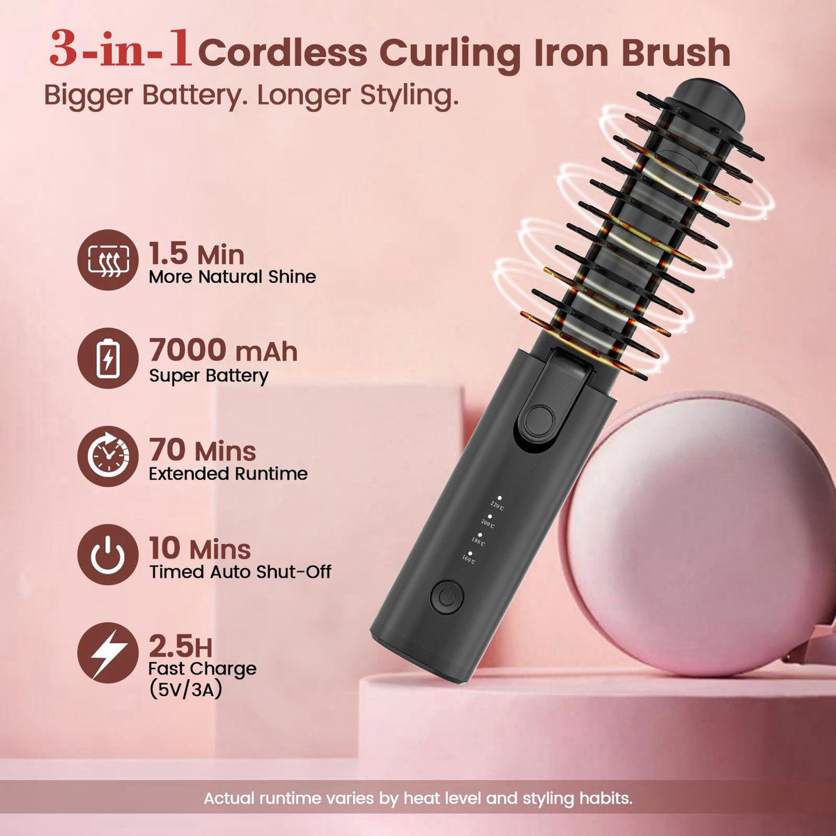 Youbella Cordless Hair Curling Iron Portable 1 5 Hair Curler — view 7