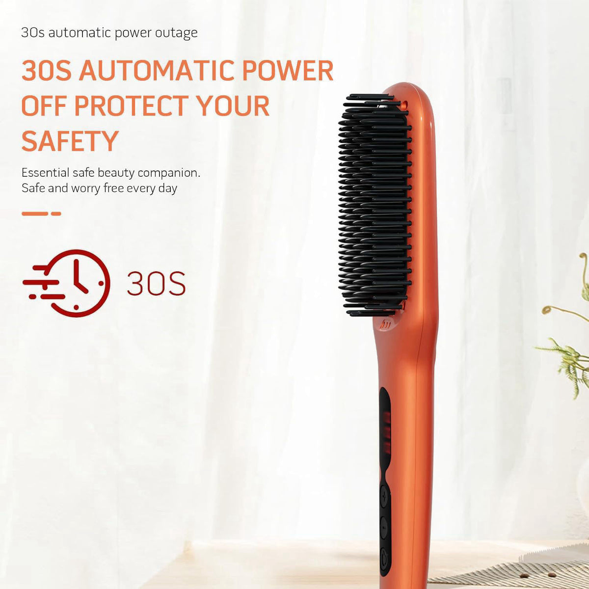 MEGAWISE Hair Straightener Brush Anti Scald Ionic Auto Off — view 8