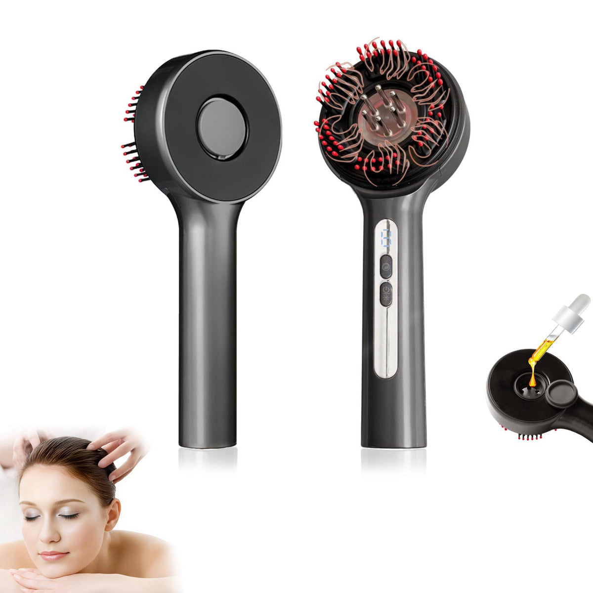Cordless Scalp Massager with LED Red Light Oil Applicator by Hysizan — view 2