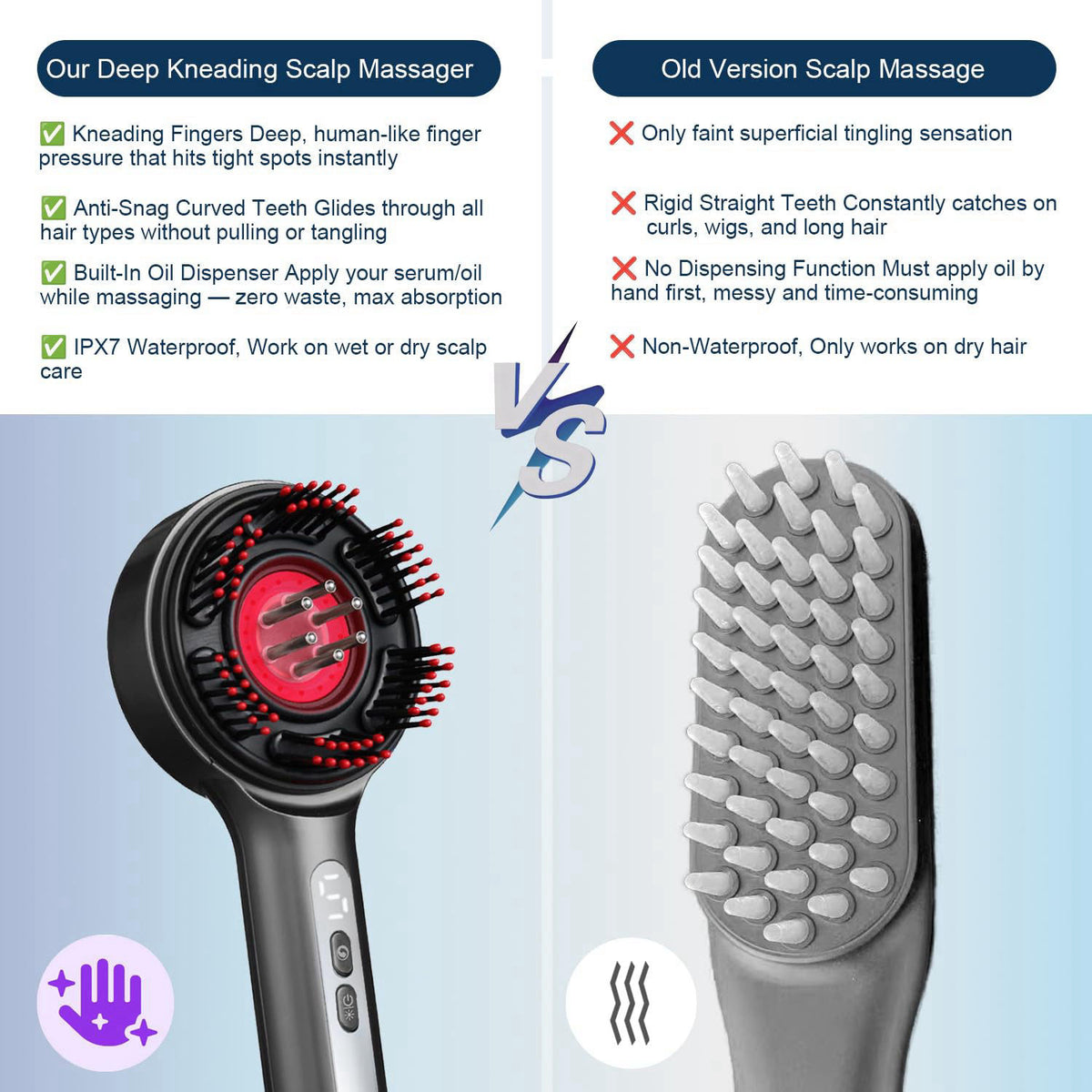 Cordless Scalp Massager with LED Red Light Oil Applicator by Hysizan — view 4