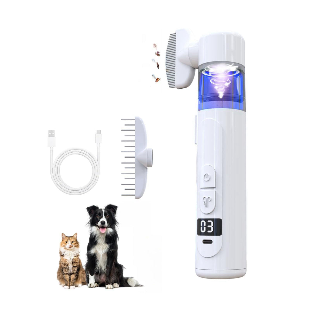 2 in 1 Pet Combs Electric Pet Brush Flea Comb USB by FEISWU — view 2