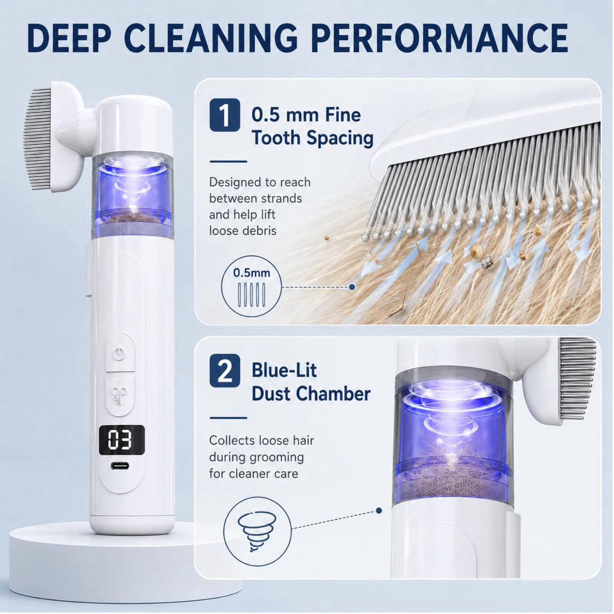 2 in 1 Pet Combs Electric Pet Brush Flea Comb USB by FEISWU — view 5