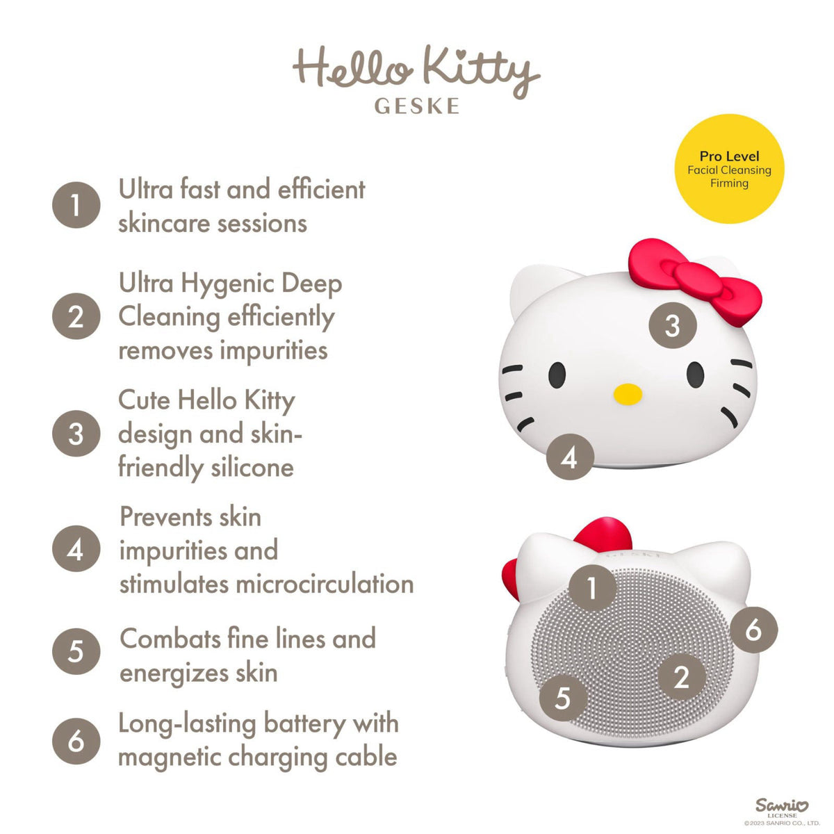 GESKE x Hello Kitty SmartAppGuided Sonic Facial Brush — view 3