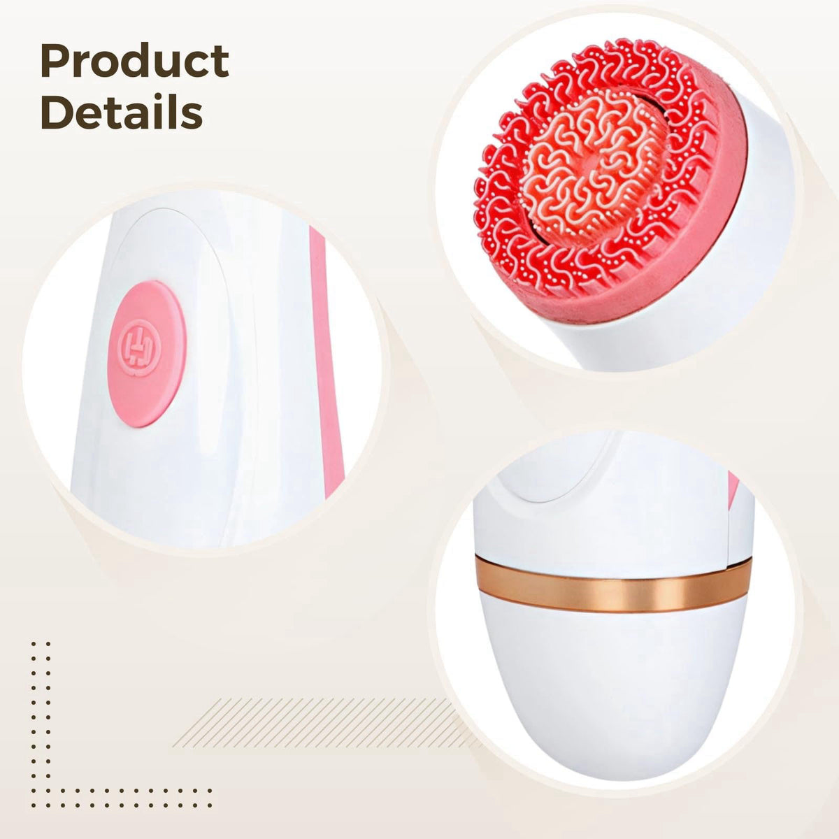 Rechargeable Facial Cleansing Brush Pink Silicone Skin Care by Premium Selection — view 4